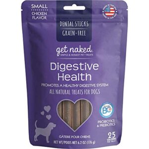 get naked digestive health dental chew sticks for dogs, small/6.2-ounce, 18 sticks/pack