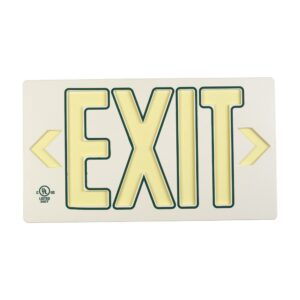 UL Listed 50 foot Jessup Glo Brite 7122-B Exit Sign, Double Sided with Frame, White with Green Outline, 8.75-Inch x 15.5-Inch (Mounts 4 ways, includes bracket and arrows)