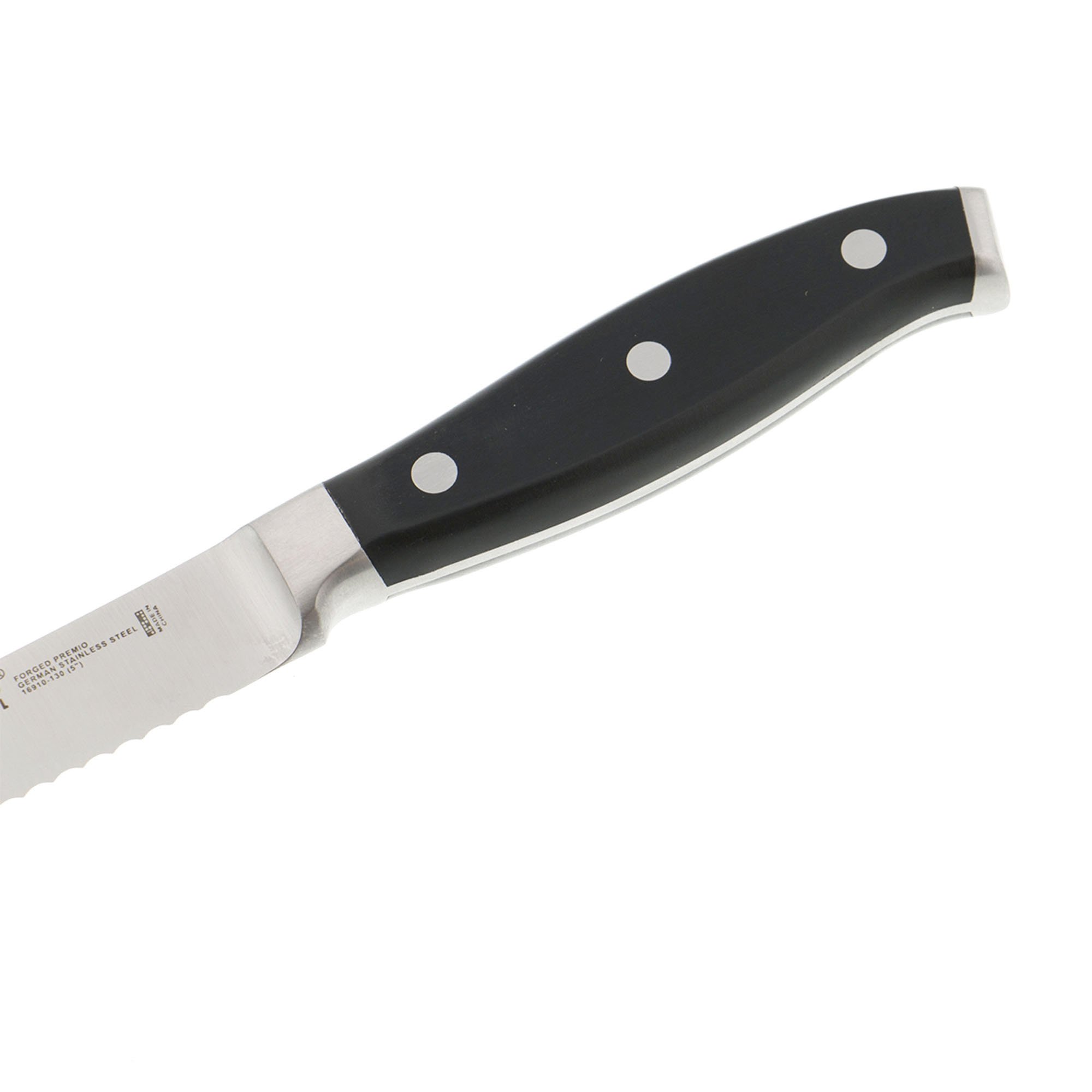 HENCKELS - 16910-131 HENCKELS Forged Premio Serrated Utility Knife, 5-inch, Black/Stainless Steel