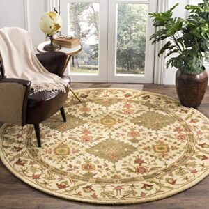 safavieh antiquity collection 6' round beige at57d handmade traditional oriental premium wool area rug