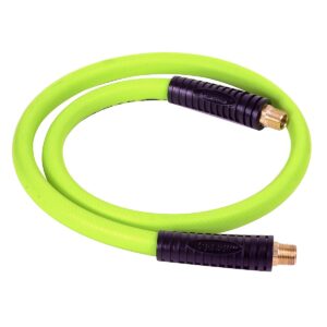 flexzilla swivel whip air hose, 1/2 in. x 4 ft. (3/8 in. mnpt swivel x 3/8 in. mnpt ends), heavy duty, lightweight, hybrid, zillagreen - hfz1204yw3s