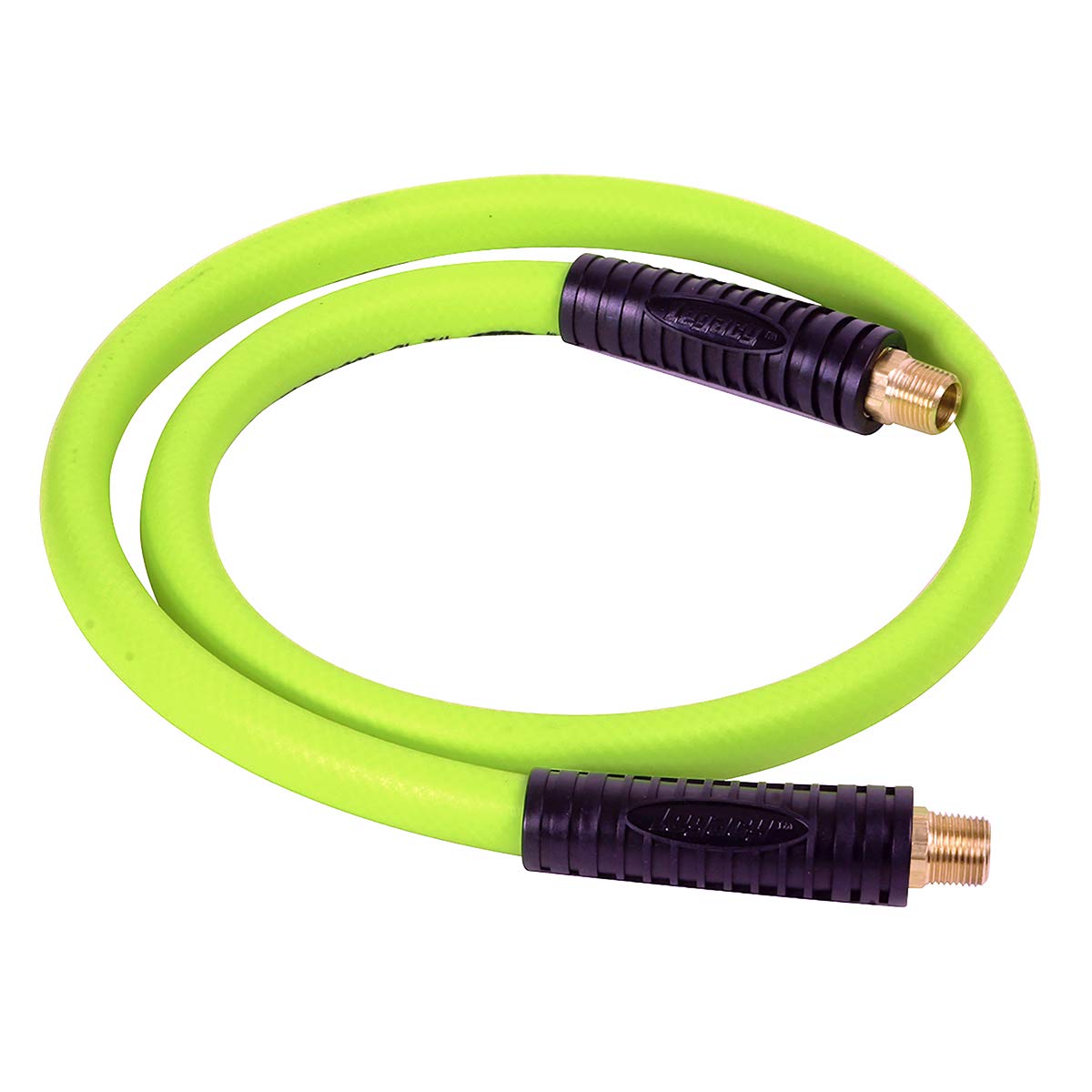 Flexzilla Swivel Whip Air Hose, 1/2 in. x 4 ft. (3/8 in. MNPT Swivel x 3/8 in. MNPT Ends), Heavy Duty, Lightweight, Hybrid, ZillaGreen - HFZ1204YW3S