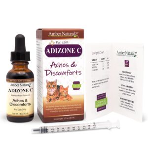 Amber NaturalZ Adizone C Herbal Supplement for Cats | Feline Herbal Supplement for Occasional Soreness, Stiffness, Aches and Discomfort | 1 Fluid Ounce Glass Bottle | Manufactured in The USA