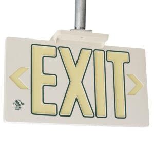 UL Listed 50 foot Jessup Glo Brite 7122-B Exit Sign, Double Sided with Frame, White with Green Outline, 8.75-Inch x 15.5-Inch (Mounts 4 ways, includes bracket and arrows)