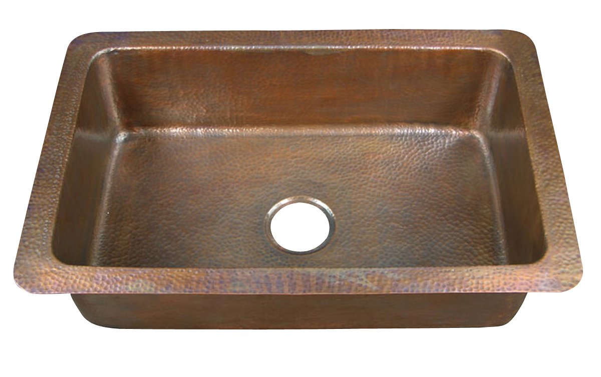 Rhodes 32" Single Bowl Copper Drop-In Kitchen Sink 31-3/4" W x 20" D x 9-1/4" H