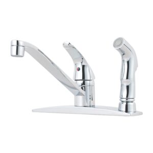 pfister pfirst series 1-handle kitchen faucet with side spray, polished chrome