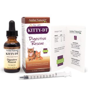 AMBER NATURALZ Kitty-DT Digestive Rescue Herbal Supplement for Cats | Feline Herbal Supplement for Occasional Upset and Digestive Support | 1 Fluid Ounce Glass Bottle | Manufactured in The USA