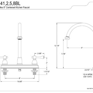 Kingston Brass KB3742BL 8" Centerset Kitchen Faucet, Polished Brass