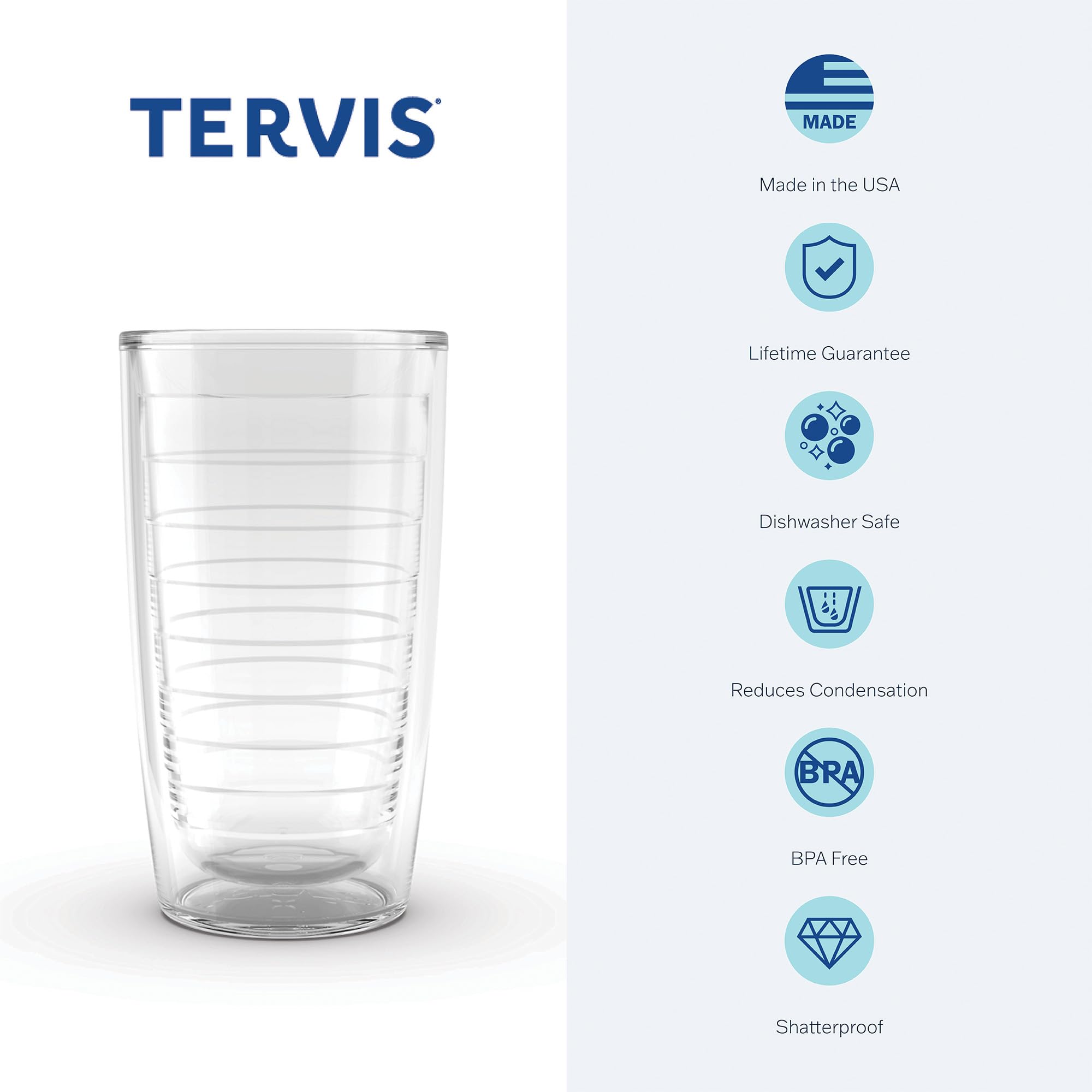 Tervis South Carolina Flag Made in USA Double Walled Insulated Tumbler Travel Cup Keeps Drinks Cold & Hot, 16oz 4pk - No Lid, Navy and White