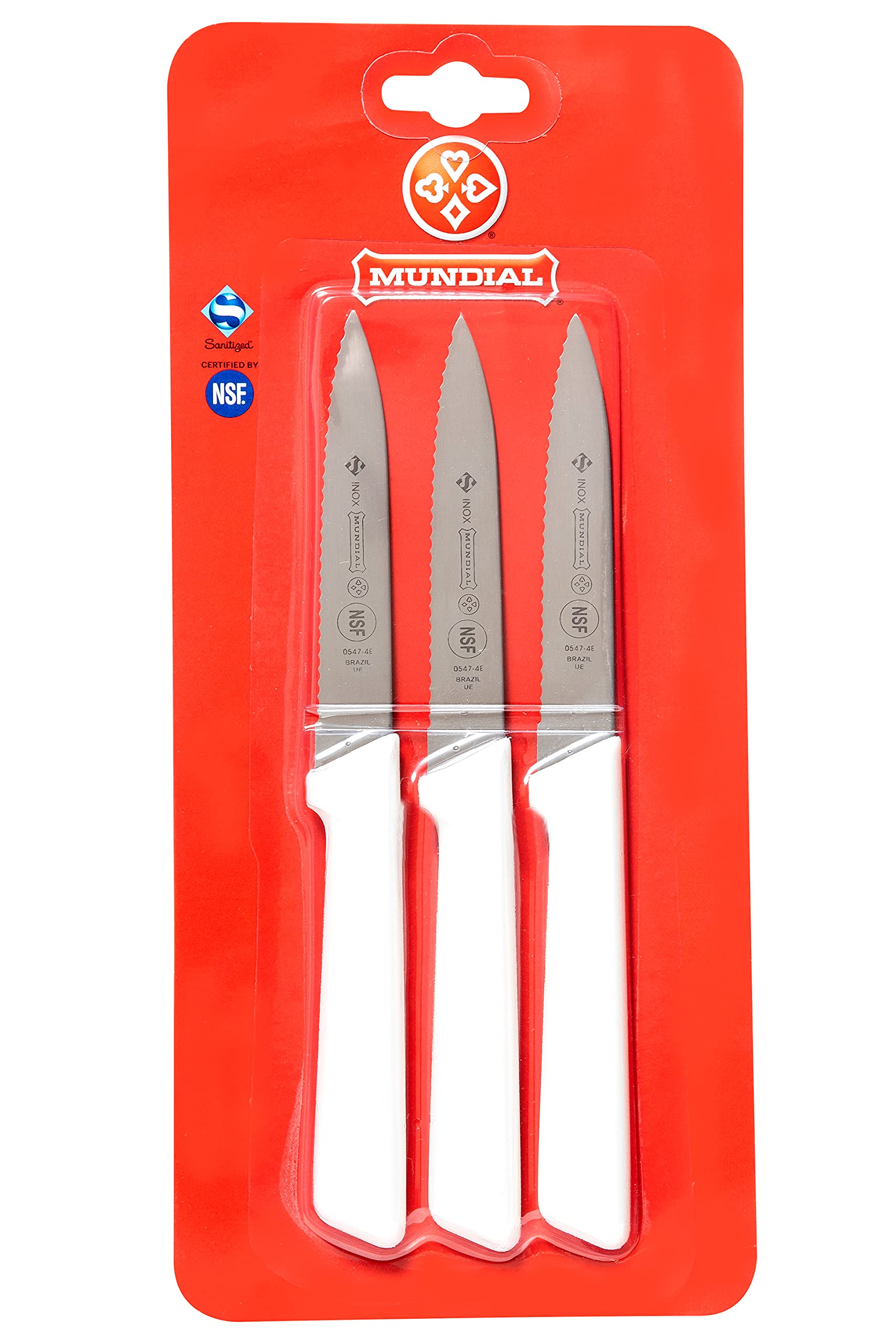 Mundial SCW0547-4E - 4 in Serrated Paring Knife, Set of 3 with White Handle