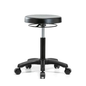 Perch Polyurethane Work Stool Heavy Duty with Wheels for Carpet or Linoleum, Workbench Height