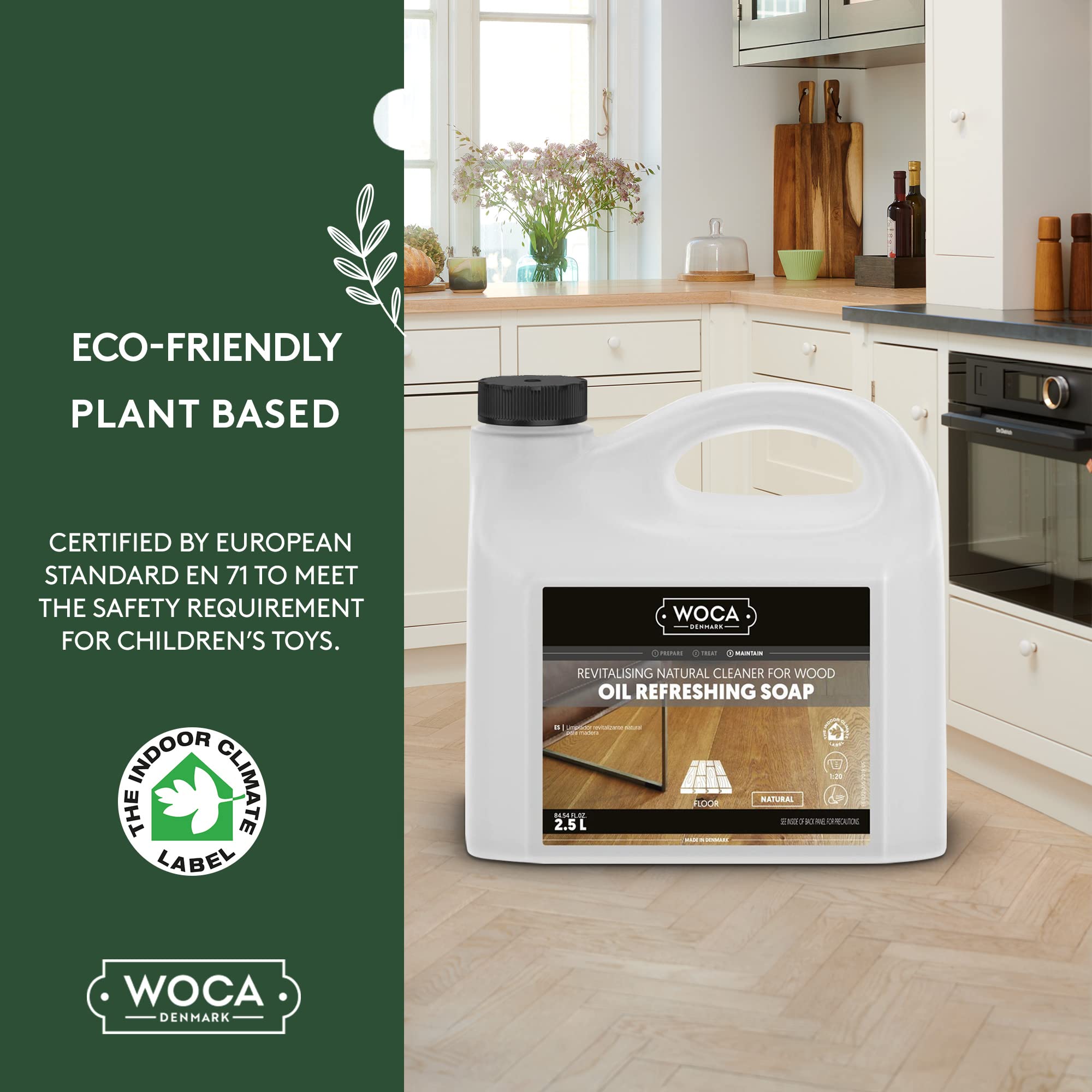 WOCA Oil Refreshing Soap, Natural 1L - Concentrated Wood Cleaner for oil finished hardwood floors, tables, millwork, cutting boards, countertops and butcher block