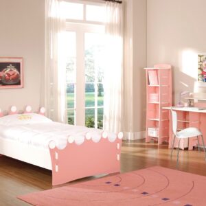 Legaré Furniture Children's Princess Standard Bed Frame for Kids, Pink and White, Twin Size