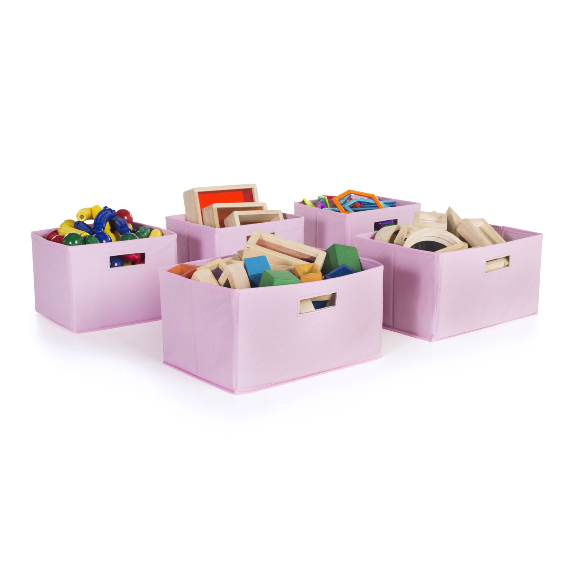 Guidecraft Set of 5 Storage Bin Pink - Toy Storage Organizer for Nursery, Playroom, Kids & Living Room