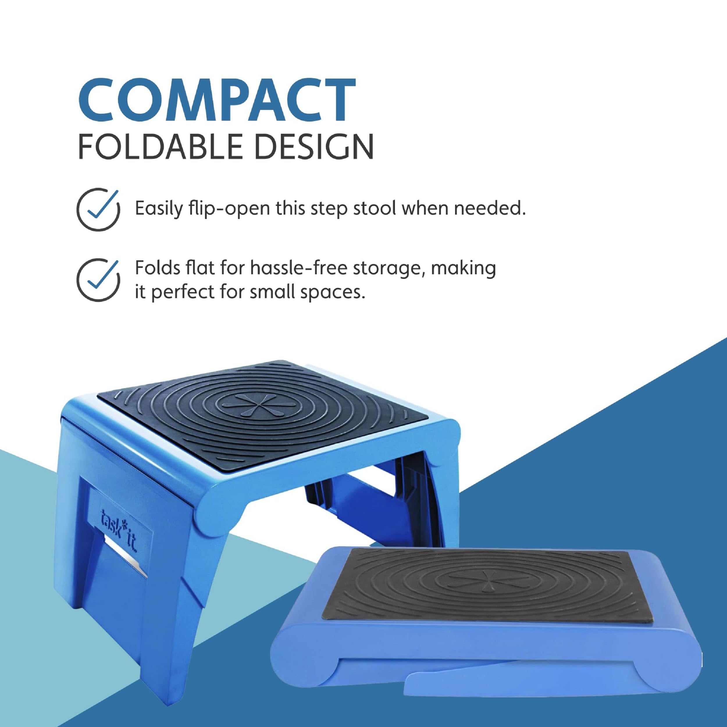 Cramer Folding Step Stool, 1-Step, 250 lb Capacity, 14w x 11.25d x 9.75h, Blue