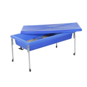 children's factory 24" large sensory table, sandbox with lid, water table for kids, blue