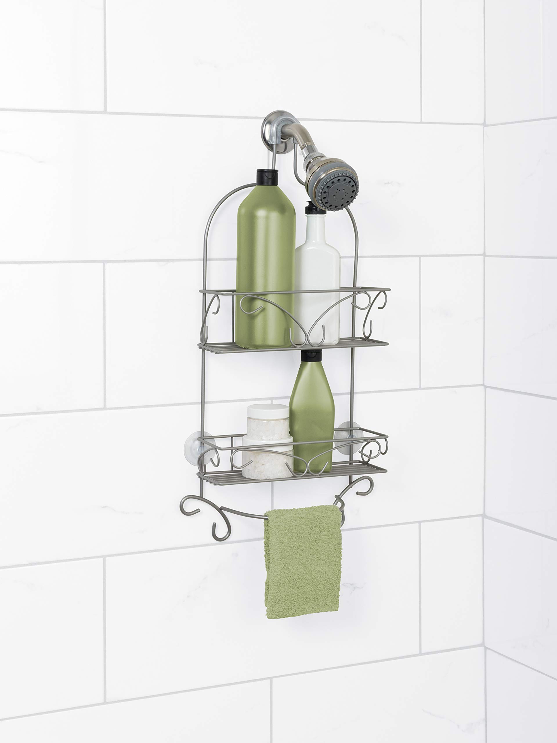 Zenna Home, Satin Nickel Shower Caddy, 2 Shelves