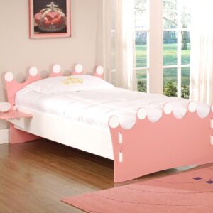 Legaré Furniture Children's Princess Standard Bed Frame for Kids, Pink and White, Twin Size