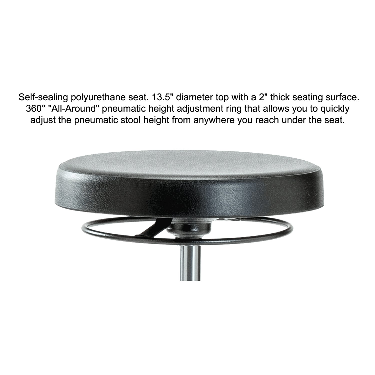 Perch Polyurethane Work Stool Heavy Duty with Wheels for Carpet or Linoleum, Workbench Height