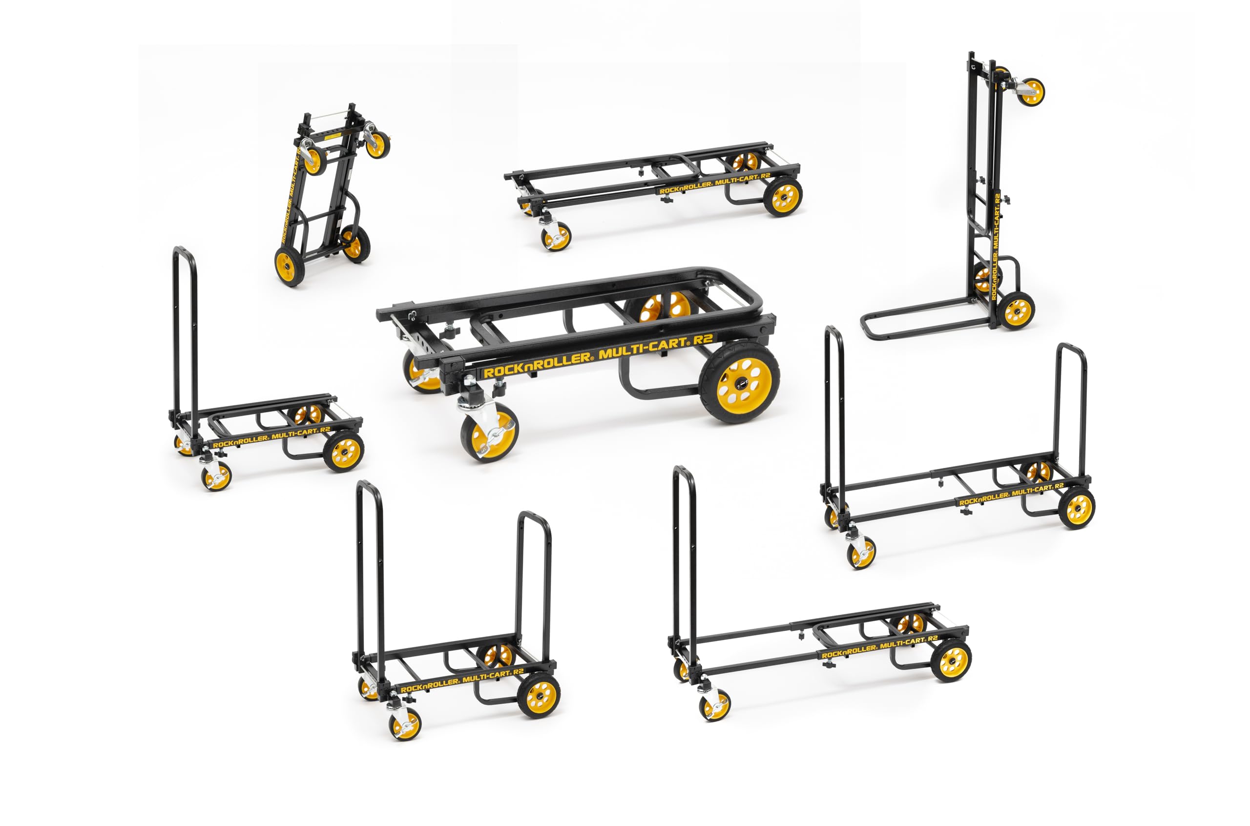 Rock-N-Roller R2RT (Micro) 8-in-1 Folding Multi-Cart/Hand Truck/Dolly/Platform Cart/26" to 39" Telescoping Frame/350 lbs. Load Capacity, Black