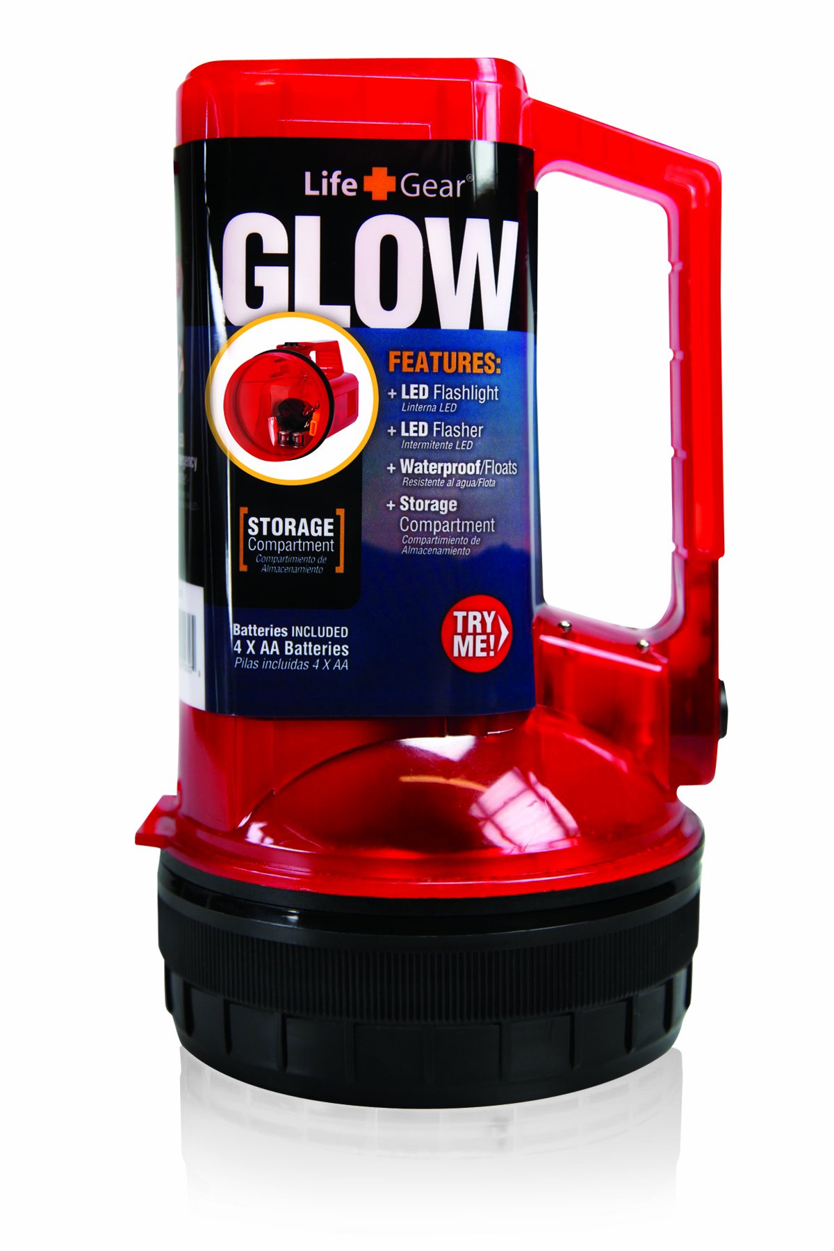 Life Gear - LG114 LED Glow Spotlight with Storage Compartment, Red Red/Red