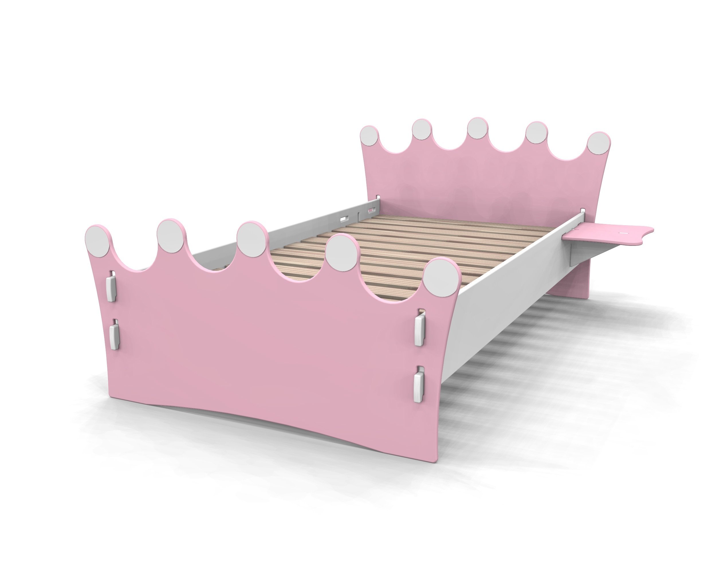 Legaré Furniture Children's Princess Standard Bed Frame for Kids, Pink and White, Twin Size