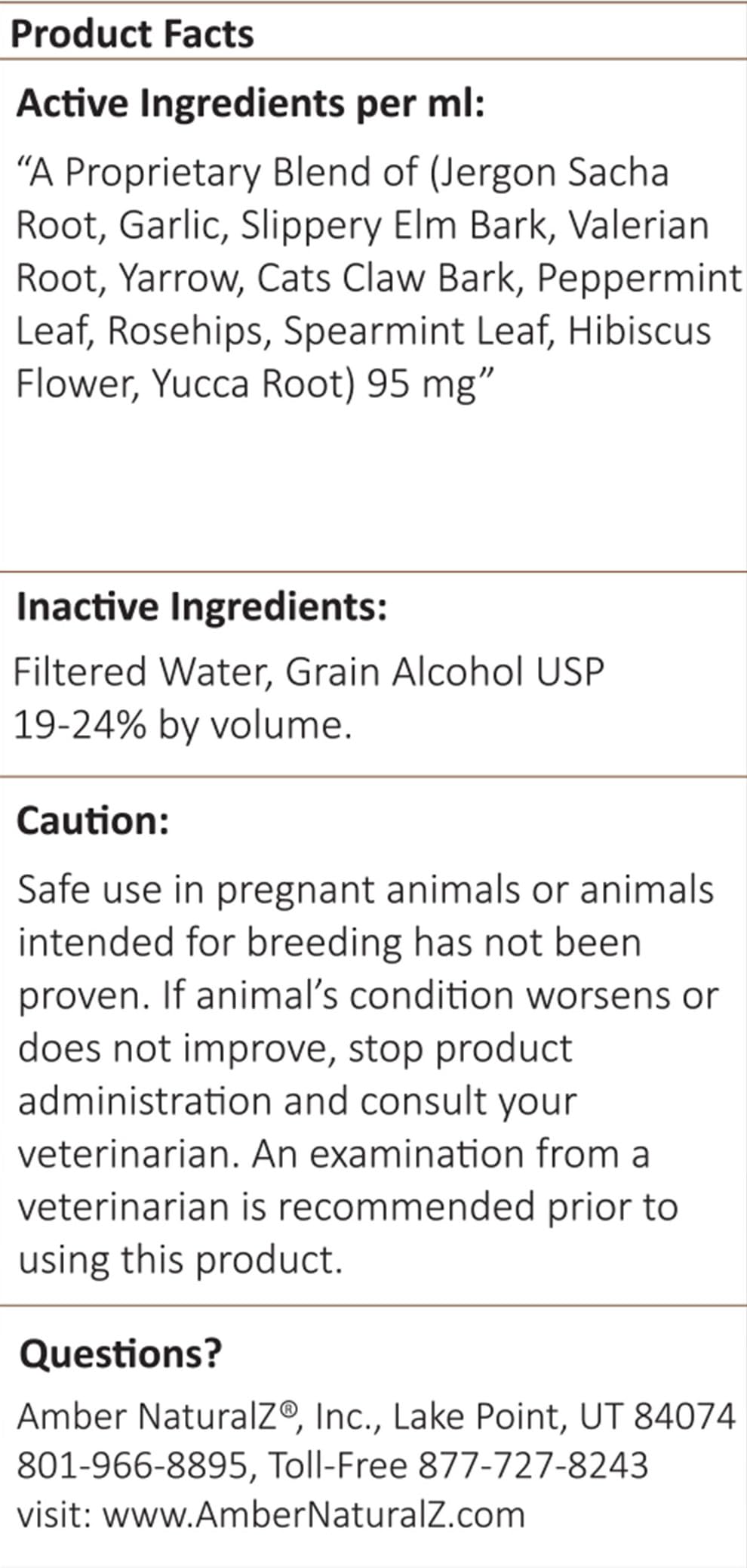 Amber NaturalZ Adizone C Herbal Supplement for Cats | Feline Herbal Supplement for Occasional Soreness, Stiffness, Aches and Discomfort | 1 Fluid Ounce Glass Bottle | Manufactured in The USA