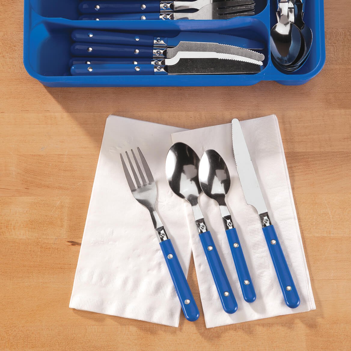 Gibson Home Flatware, 24 Piece Set, Blue