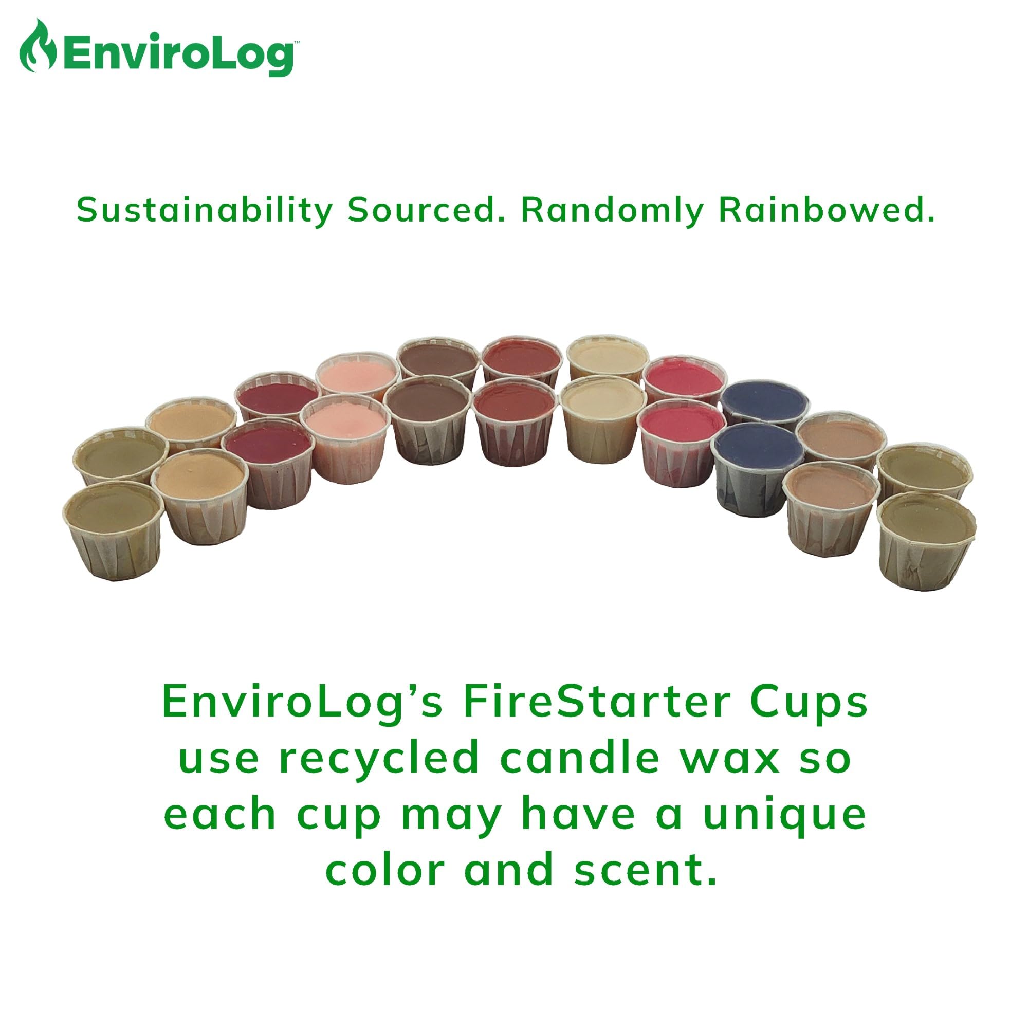 EnviroLog Firestarter Cups, 24 Count, for Bonfires, Fire Pits, BBQ Charcoal Grills, Smokers, Wood Fireplaces, & Camping - Made from Recycled Materials