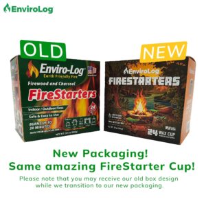 EnviroLog Firestarter Cups, 24 Count, for Bonfires, Fire Pits, BBQ Charcoal Grills, Smokers, Wood Fireplaces, & Camping - Made from Recycled Materials