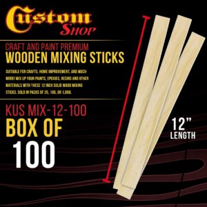 Custom Shop Craft and Paint Sticks - (Pack -100 Sticks) 12" Inch Premium Grade Wood Stirrers/Paddles - Use for Wood Crafts - Paddle to Mix Epoxy Resin or Paint -Garden Sign Post Sticks/Paddles