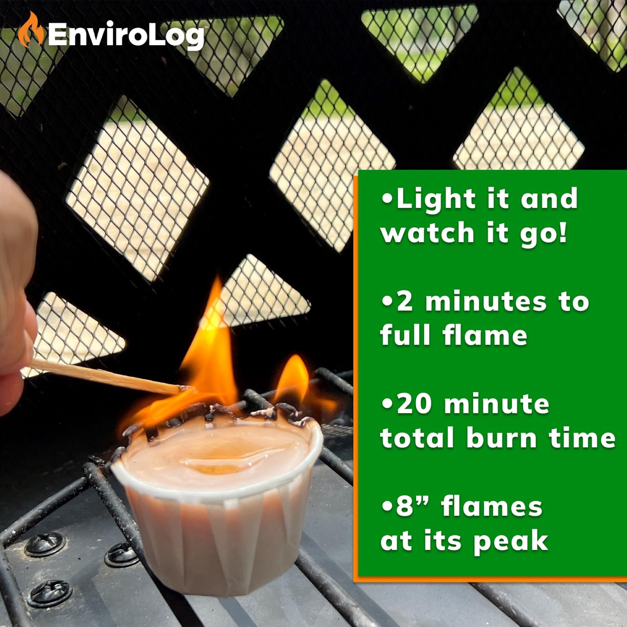 EnviroLog Firestarter Cups, 24 Count, for Bonfires, Fire Pits, BBQ Charcoal Grills, Smokers, Wood Fireplaces, & Camping - Made from Recycled Materials