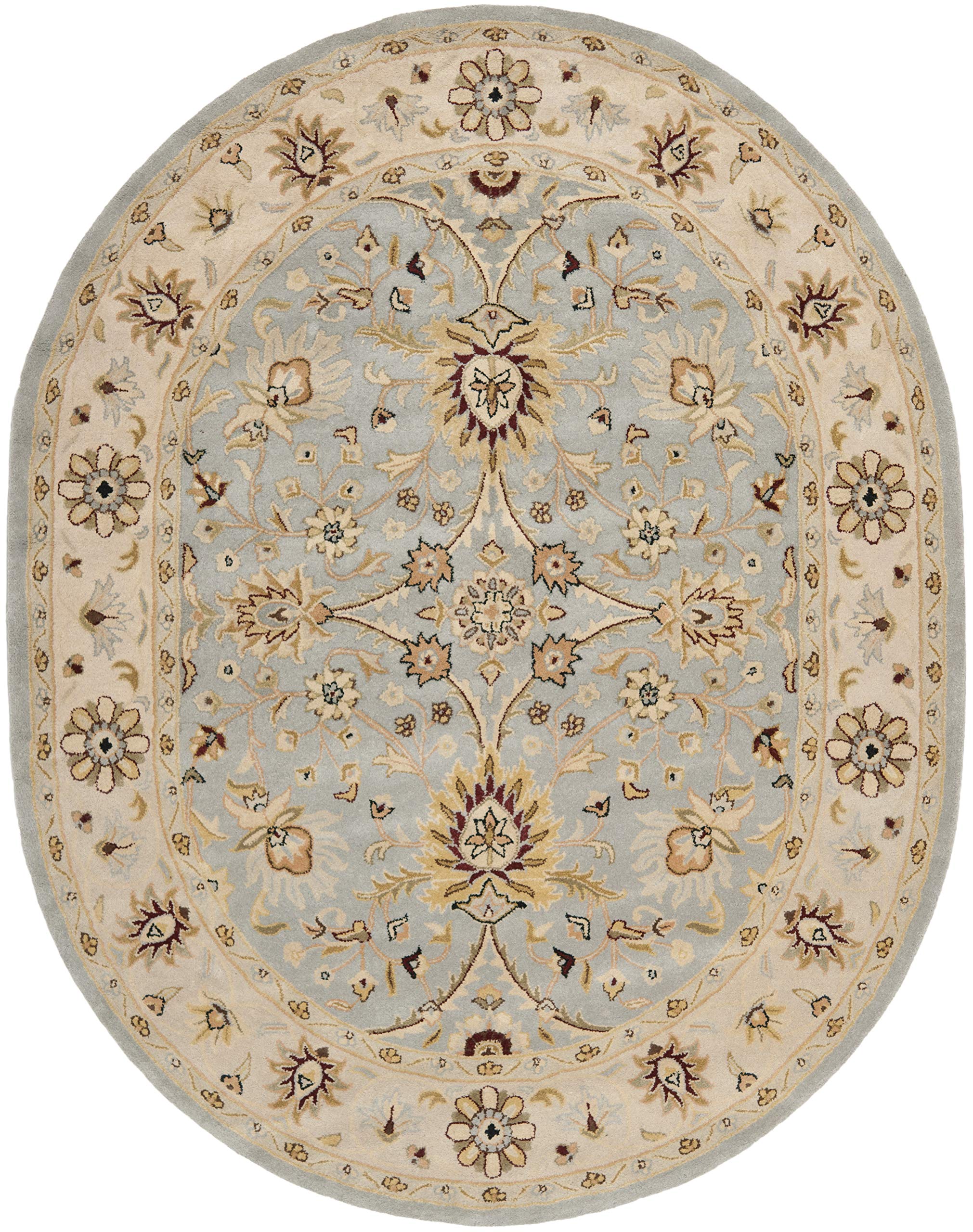 SAFAVIEH Antiquity Collection Area Rug - 7'6" x 9'6" Oval, Light Blue & Ivory, Handmade Traditional Oriental Wool, Ideal for High Traffic Areas in Living Room, Bedroom (AT249A)