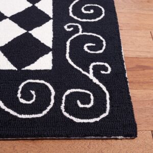 SAFAVIEH Chelsea Collection Area Rug - 5'3" x 8'3", Black & Ivory, Hand-Hooked French Country Checkered Wool, Ideal for High Traffic Areas in Living Room, Bedroom (HK711A)