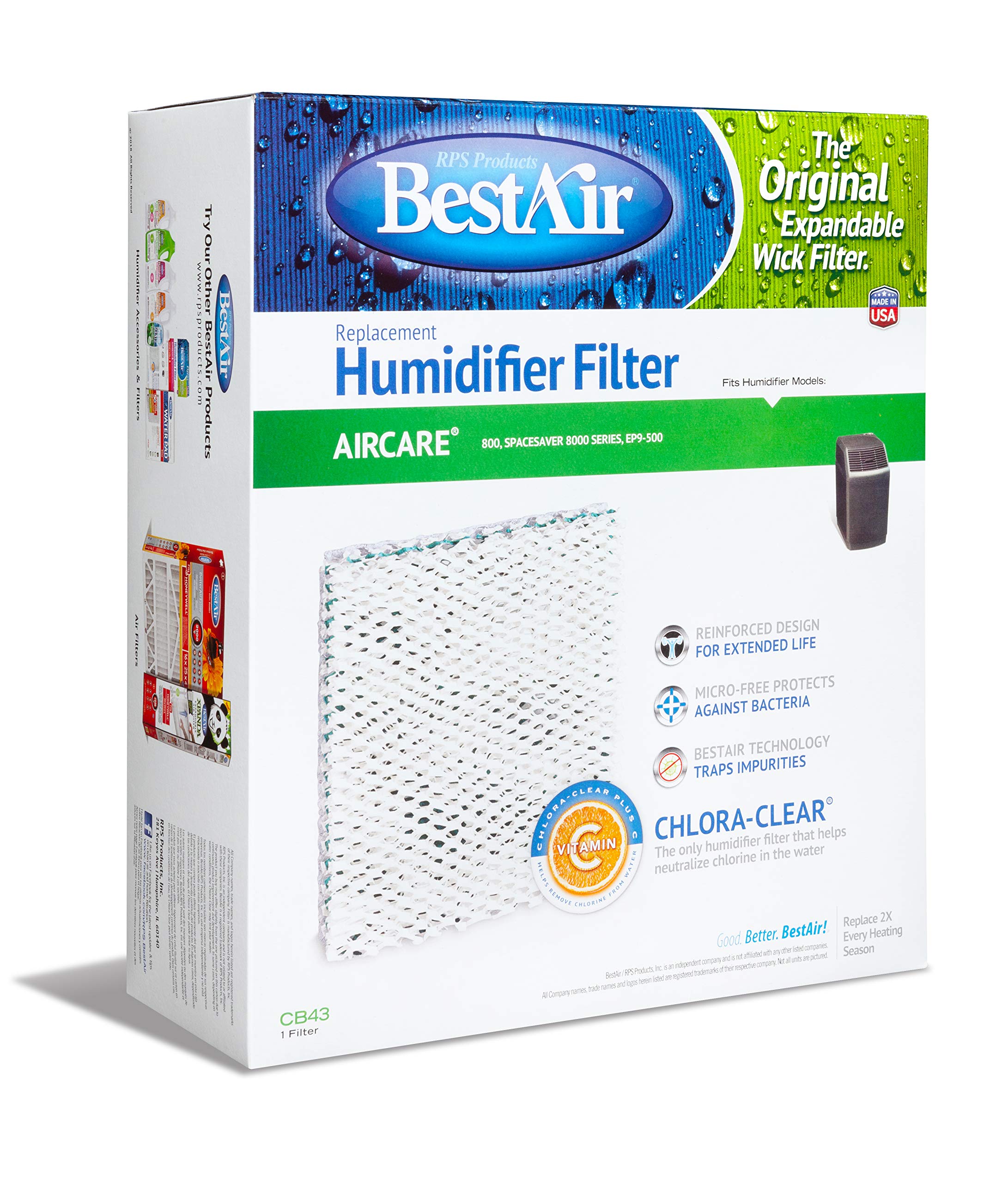 Humidifier Wick Filter Replaces Bemis 1043 Single Pack