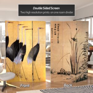 Red Lantern 6 ft. Tall Double Sided Cranes Room Divider, 71 inches high and 3 Panels wide