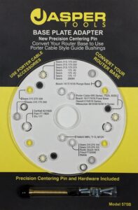 jasper tools model 575 base plate adapter for plunge routers | allows for perfect and accurate circles cutting, allows for easy attaching of guiding stencils, (transparent)