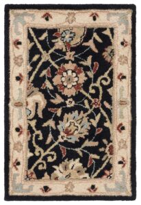 safavieh antiquity collection accent rug - 2' x 3', black, handmade traditional oriental wool, ideal for high traffic areas in entryway, living room, bedroom (at21b)