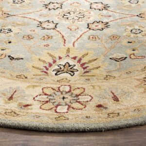 SAFAVIEH Antiquity Collection Area Rug - 7'6" x 9'6" Oval, Light Blue & Ivory, Handmade Traditional Oriental Wool, Ideal for High Traffic Areas in Living Room, Bedroom (AT249A)