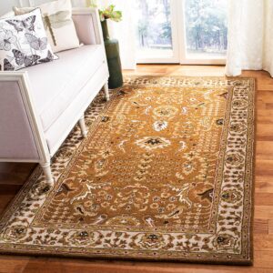 safavieh classic collection accent rug - 2' x 3', gold & beige, handmade traditional oriental wool, ideal for high traffic areas in entryway, living room, bedroom (cl764a)