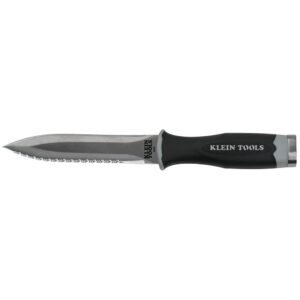 klein tools dk06 knife, serrated stainless steel bladed duct knife for flexible duct and duct board in sheath