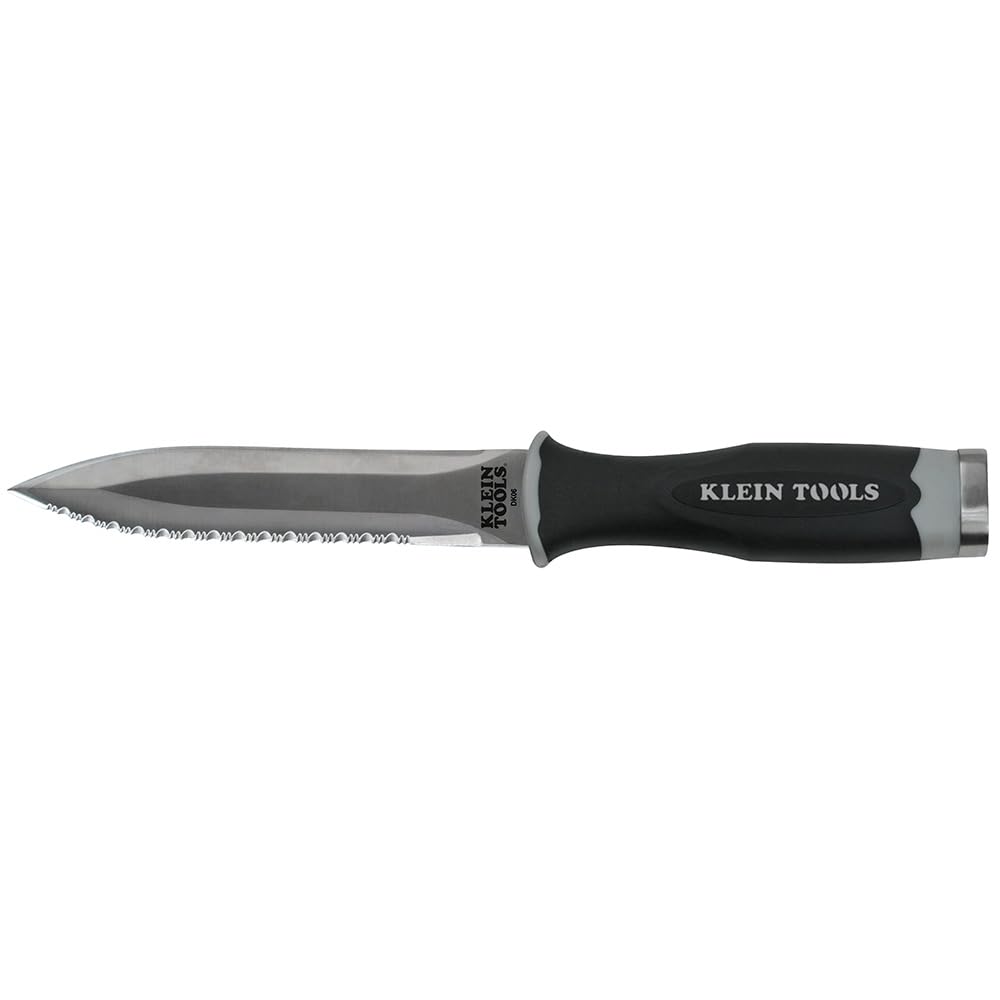 Klein Tools DK06 Knife, Serrated Stainless Steel Bladed Duct Knife for Flexible Duct and Duct Board in Sheath