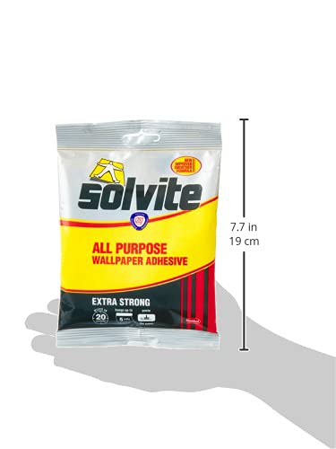 Solvite All-Purpose Wallpaper Adhesive, Reliable Adhesive for Wallpaper, All-Purpose Adhesive with Long-Lasting Results, Wallpaper Paste Hangs up to 5 Rolls (1x92 g Sachet)