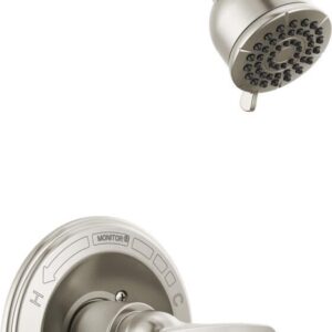 Delta Faucet Foundations Brushed Nickel Shower Faucet Set with 2-Spray Brushed Nickel Shower Head, Shower Trim Kit, Shower Faucet Sets Complete, Stainless BT13210-SS (Valve Not Included)