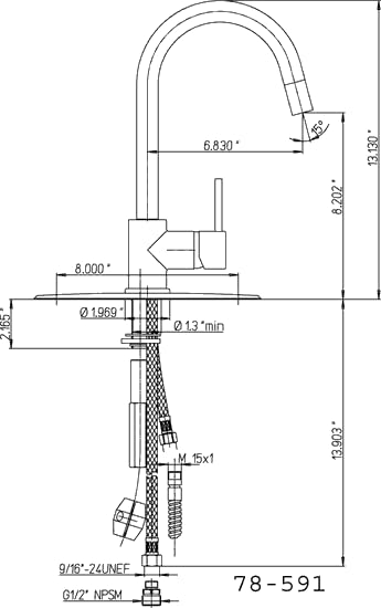 La Toscana 78PW591 Elba Pull-Out Spray Kitchen Faucet, Brushed Nickel