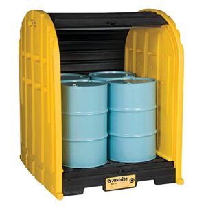 justrite 28676 ecopolyblend 79 gallon, 60.75" x 68.50" x 75.25" (lxwxh), 5000 lbs load capacity 4 drum outdoor drum sheds