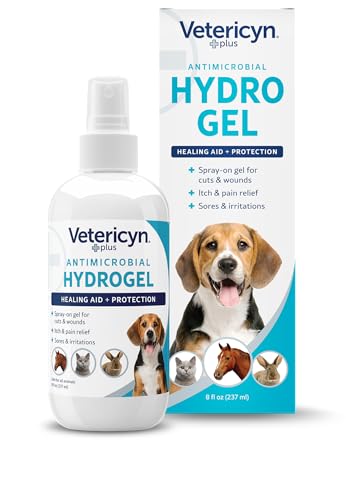 Vetericyn Plus Dog Wound Care Hydrogel Spray | Healing Aid and Wound Protectant, Sprayable Gel to Relieve Dog Itchy Skin, Safe for All Animals. 8 Ounces