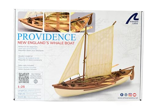 Artesanía Latina – Wooden Ship Model Kit – New England Whaling Ship, Providence – Model 19018, 1:25 Scale – Models to Assemble – Initiation Level