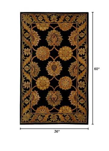 SAFAVIEH Heritage Collection 3' x 5' Black HG314A Handmade Traditional Oriental Premium Wool Area Rug