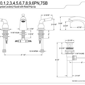 Elements of Design Victorian EB952 Mini Widespread Lavatory Faucet with Retail Pop-Up, 4-Inch to 8-Inch, Polished Brass